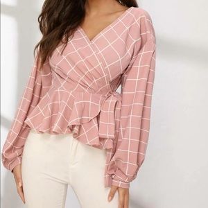 Blush Window Pane Blouse